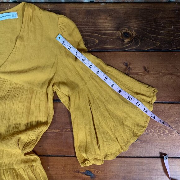 Faithfull The Brand Melia Arwen Tiered Butterscotch USA 8 / Large Midi Dress EUC - Picture 12 of 12